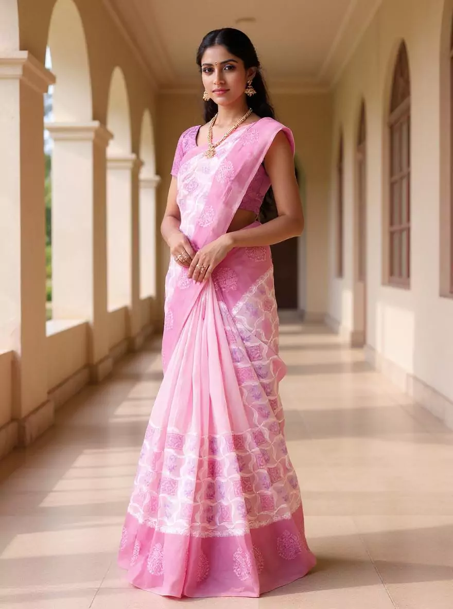 Navy Blue Brocade Booti's Kanchi Pattu Saree with Contrast Skut Border