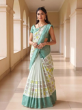 Mehendi Green Floral with Paisely Design Kanchi Pattu Silk Saree
